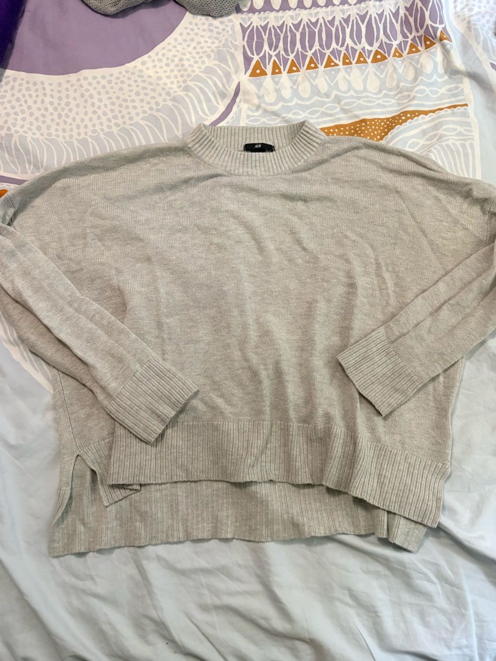 Cropped Crewneck Sweater in Light Beige